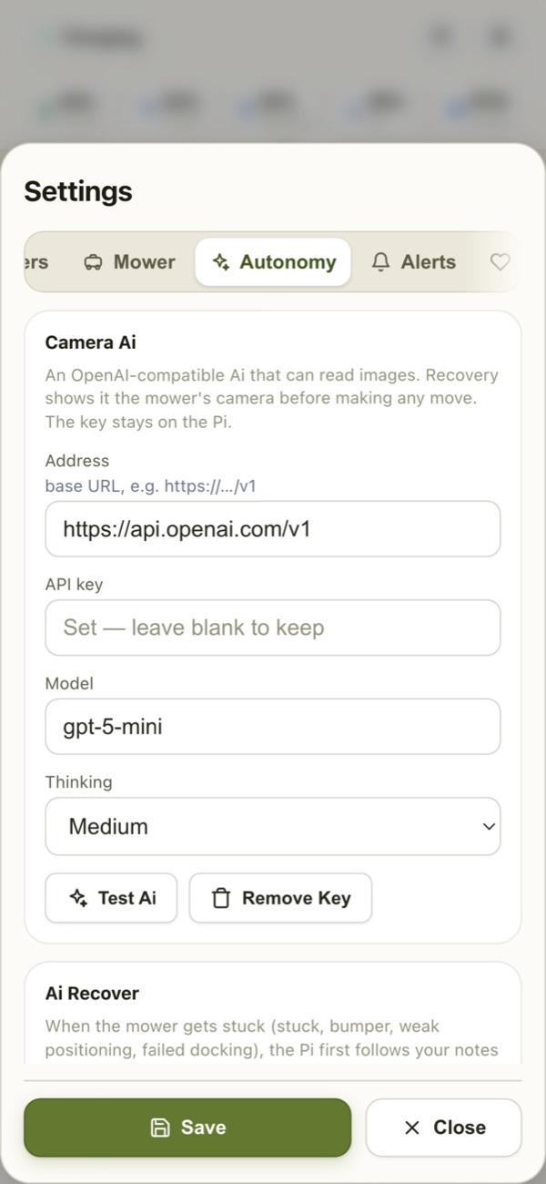 Camera Ai in the LuLuMate app
