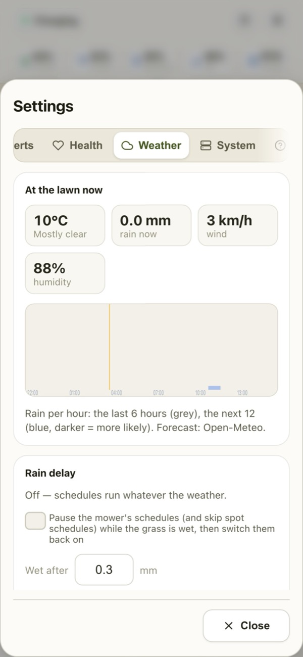 Weather & rain delay in the LuLuMate app