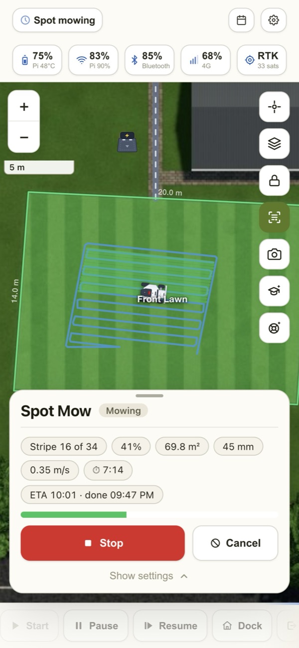 Spot mowing in the LuLuMate app