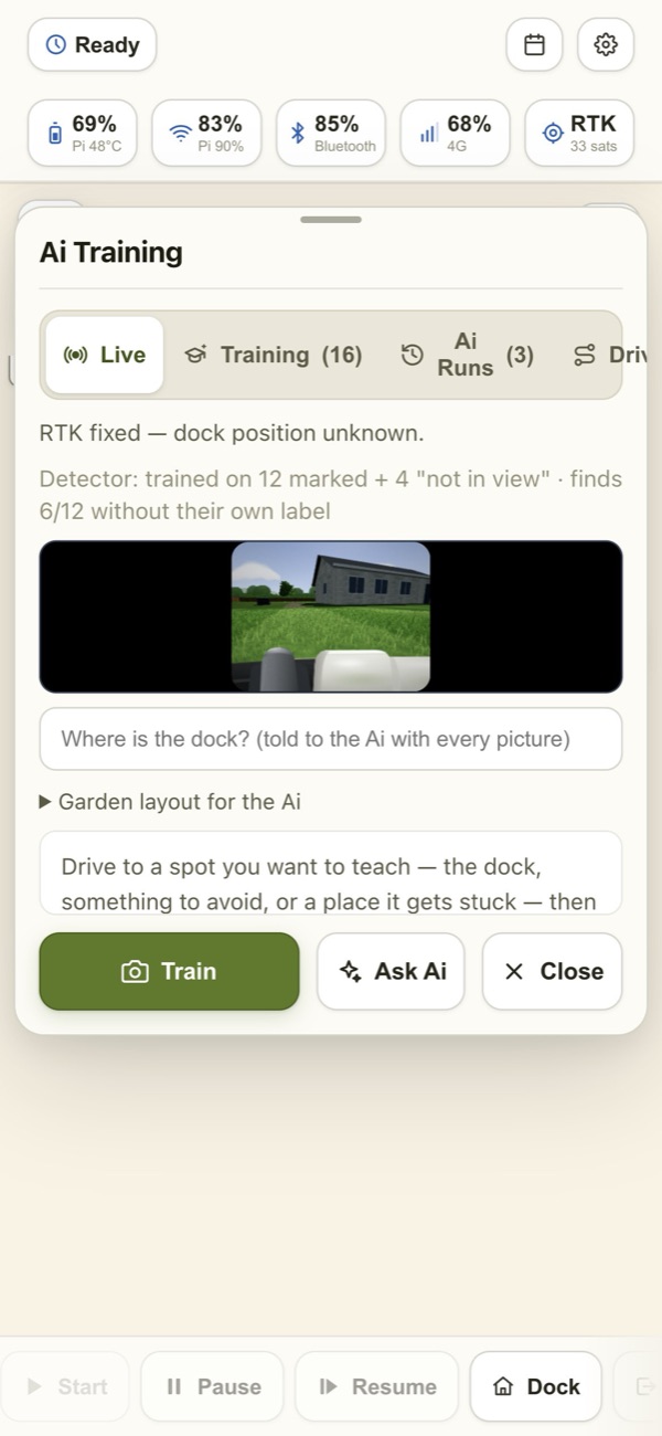 Ai Training: the live camera view